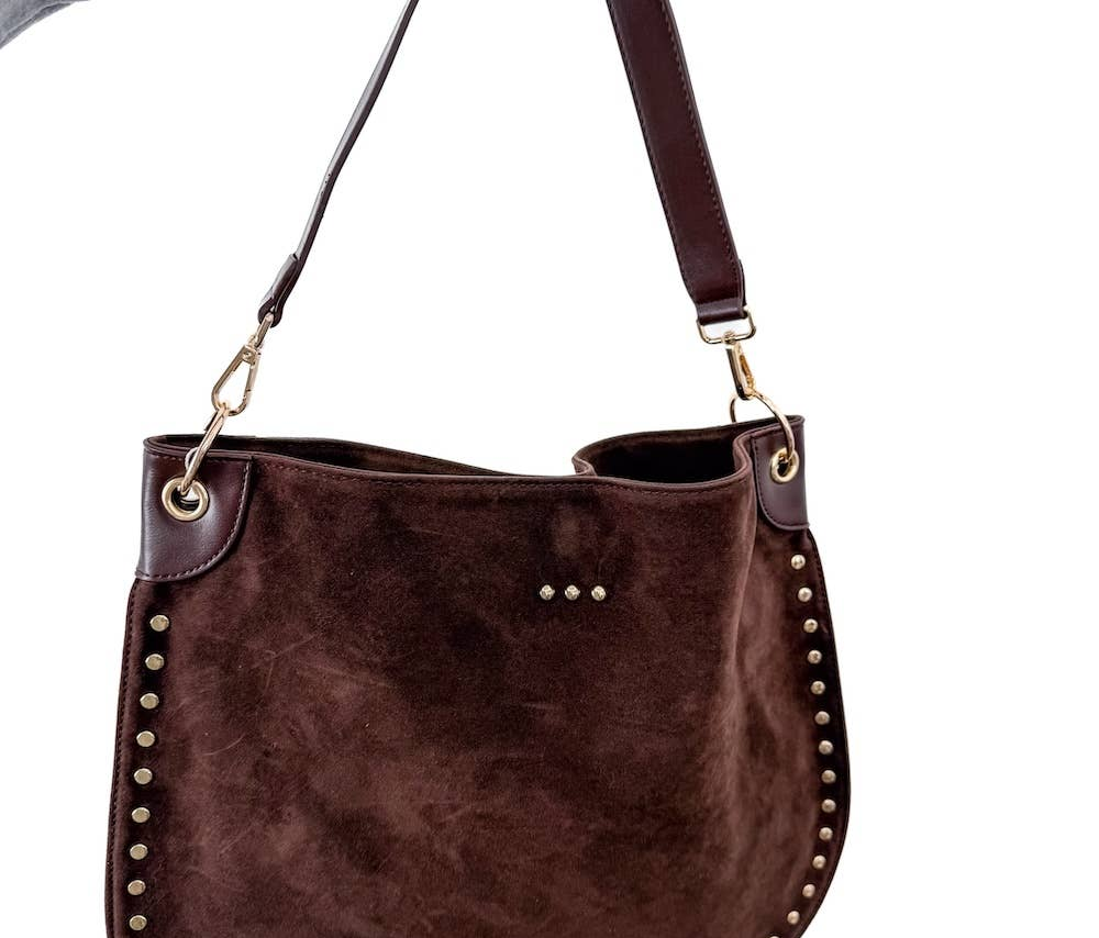 Hendrix Suede Hobo Bag - Chocolate - Delta Swanky Girl
