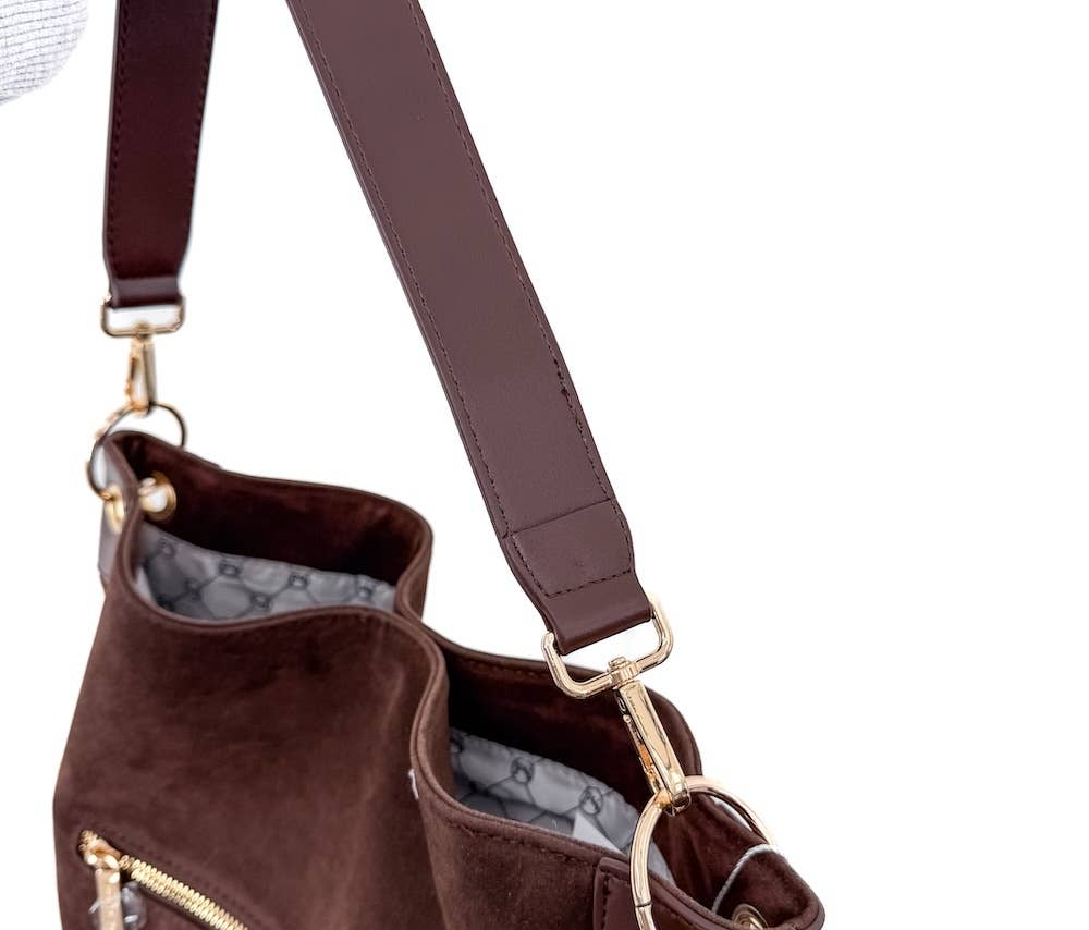 Hendrix Suede Hobo Bag - Chocolate - Delta Swanky Girl