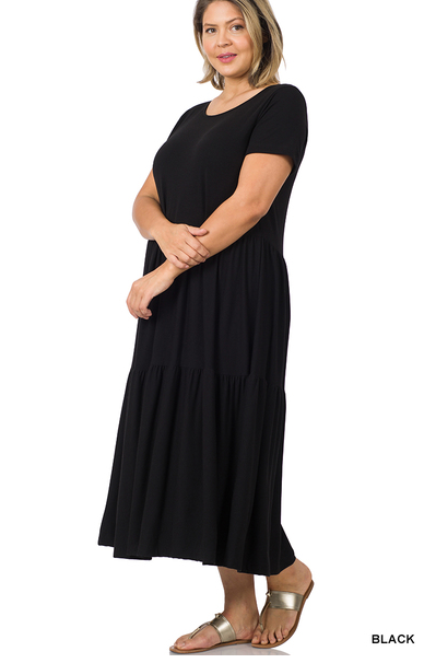 Curvy Spring Into Comfort Maxi Dress (Black)