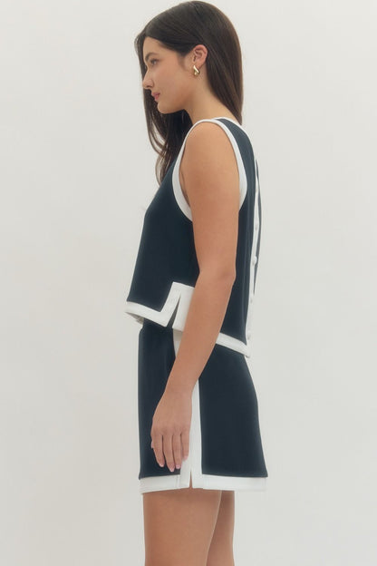 Marina Luxe Two Piece Skirt Set - Navy - Delta Swanky Girl