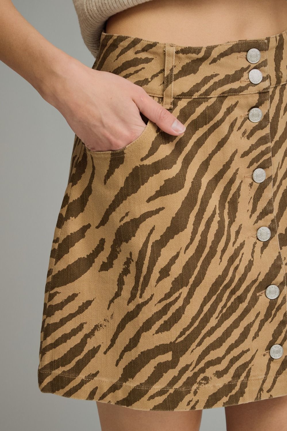 The Savannah Stroll Skirt | Brown Zebra Print Button Front Mini Skirt