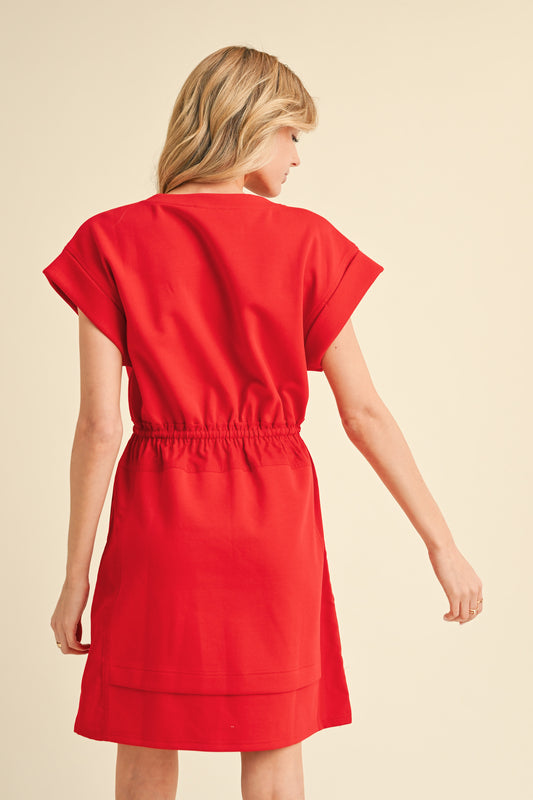 Sail Away Jersey Dress (Red)