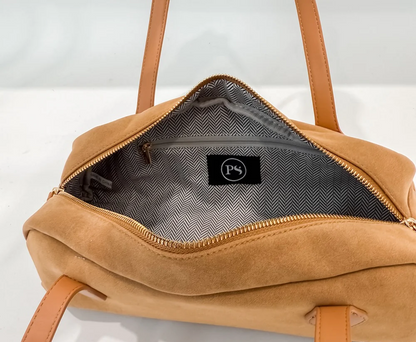 Gabrielle Suede Barrel Shoulder Bag - Camel - Delta Swanky Girl