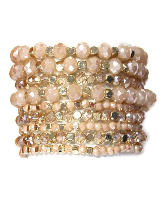 Layered Beaded Bracelets (Champagne/Gold)