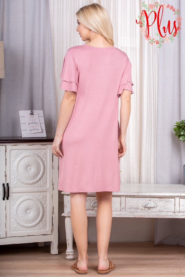 Curvy Double Frill Dress (Pink)