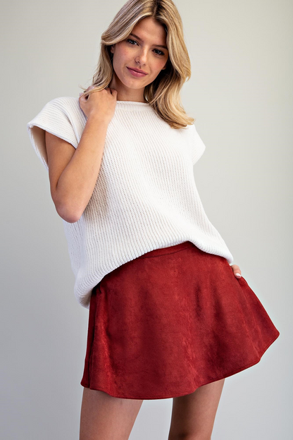 The Brick Belle Skort | Suede-Look Smocked Back Skort