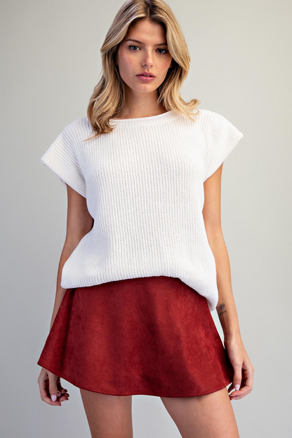The Brick Belle Skort | Suede-Look Smocked Back Skort