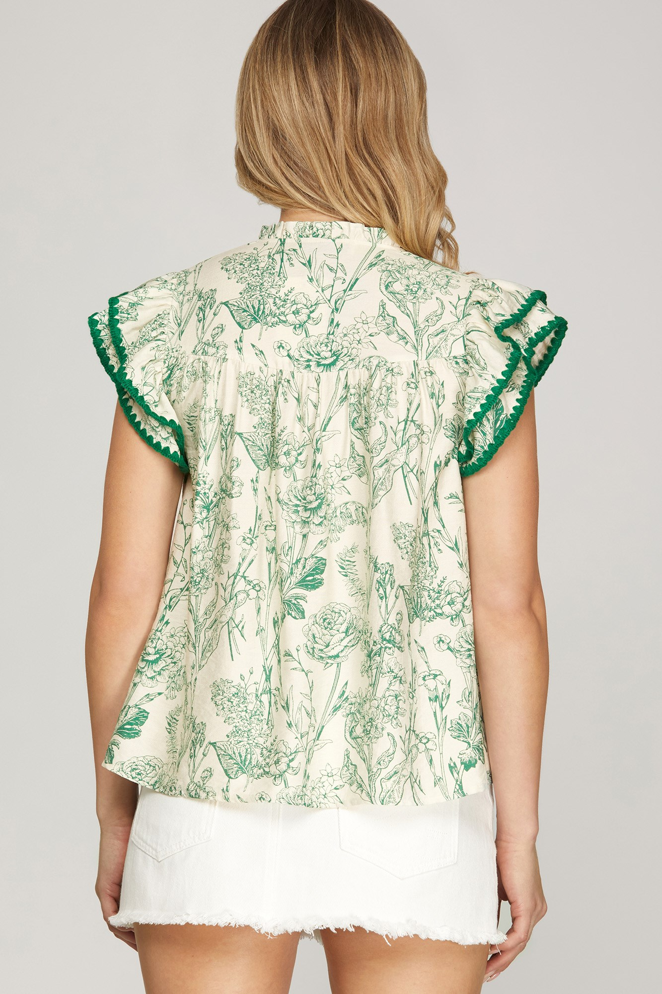 Paradise Vibes Flutter Sleeve Top - Green - Delta Swanky Girl