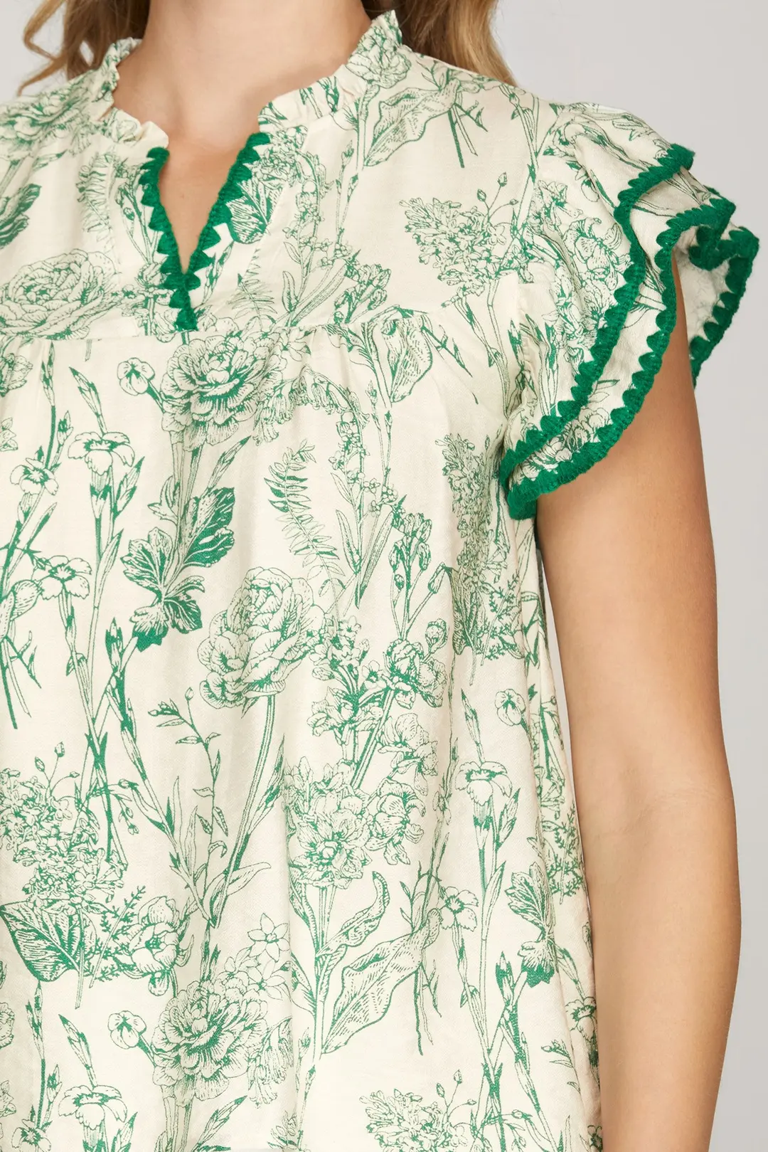 Paradise Vibes Flutter Sleeve Top - Green - Delta Swanky Girl