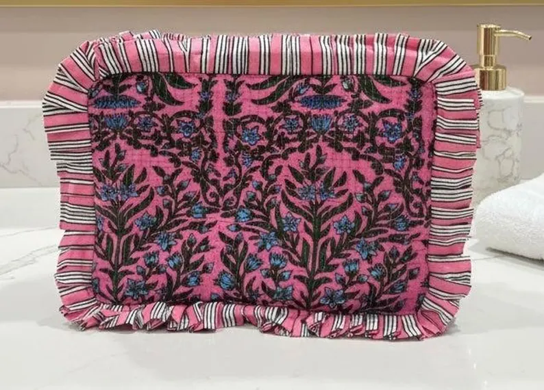 Handmade Quilted Cosmetic Bag - Summer Vine - Delta Swanky Girl