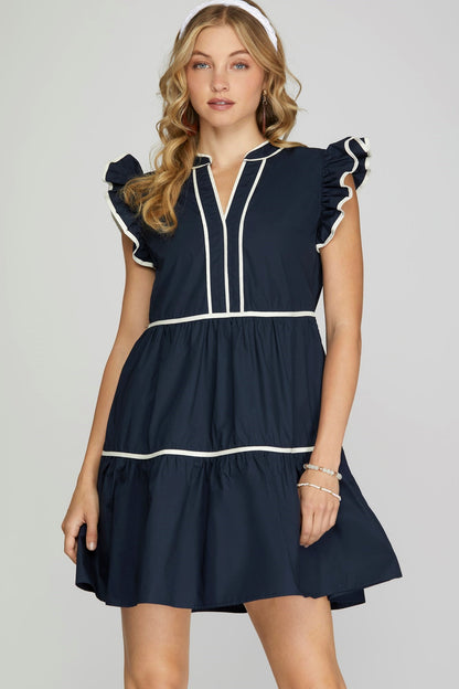 Sweet Caroline Tiered Dress (Navy)