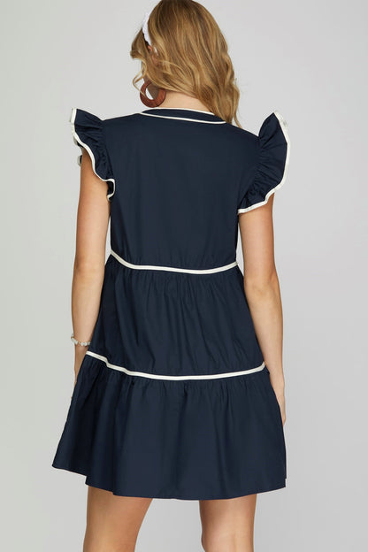 Sweet Caroline Tiered Dress (Navy)