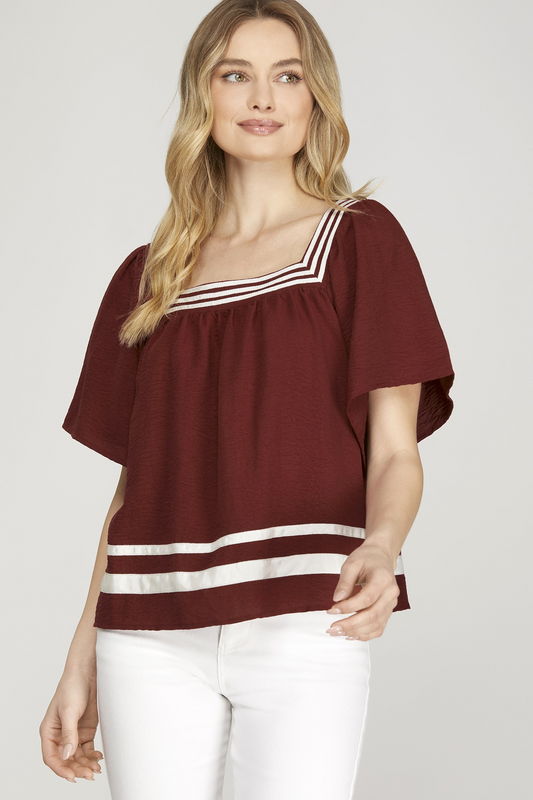 Get Loud Square Neck Top - Garnet