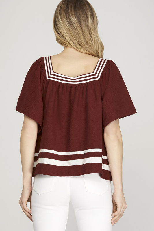 Get Loud Square Neck Top - Garnet