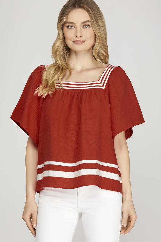 Get Loud Square Neck Top - Red