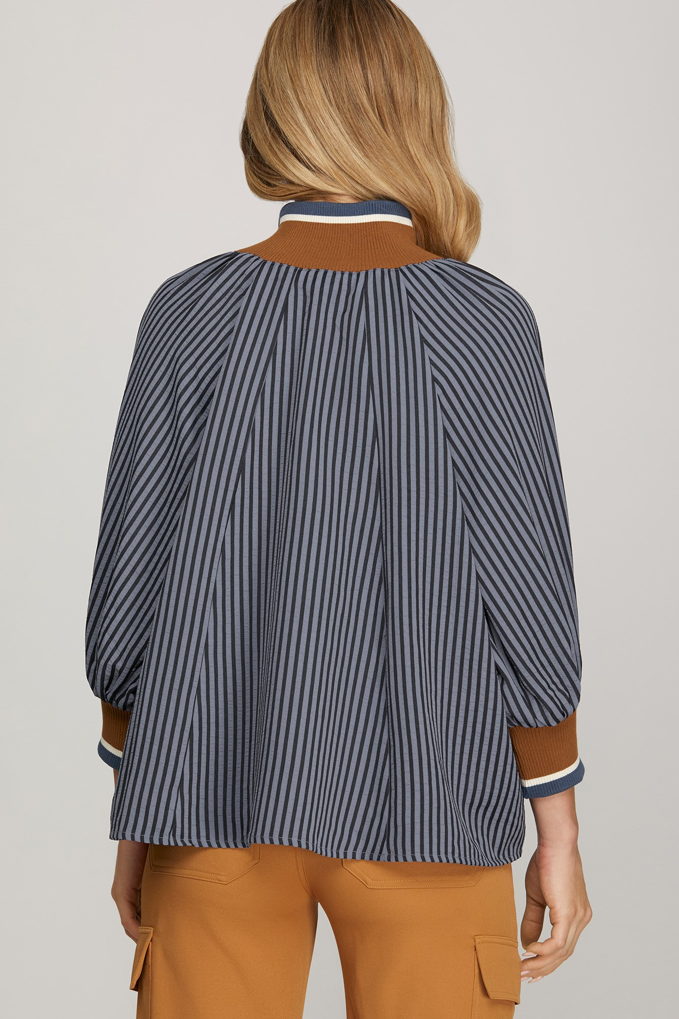 Fall Varsity Stripe Dolman Top - Navy