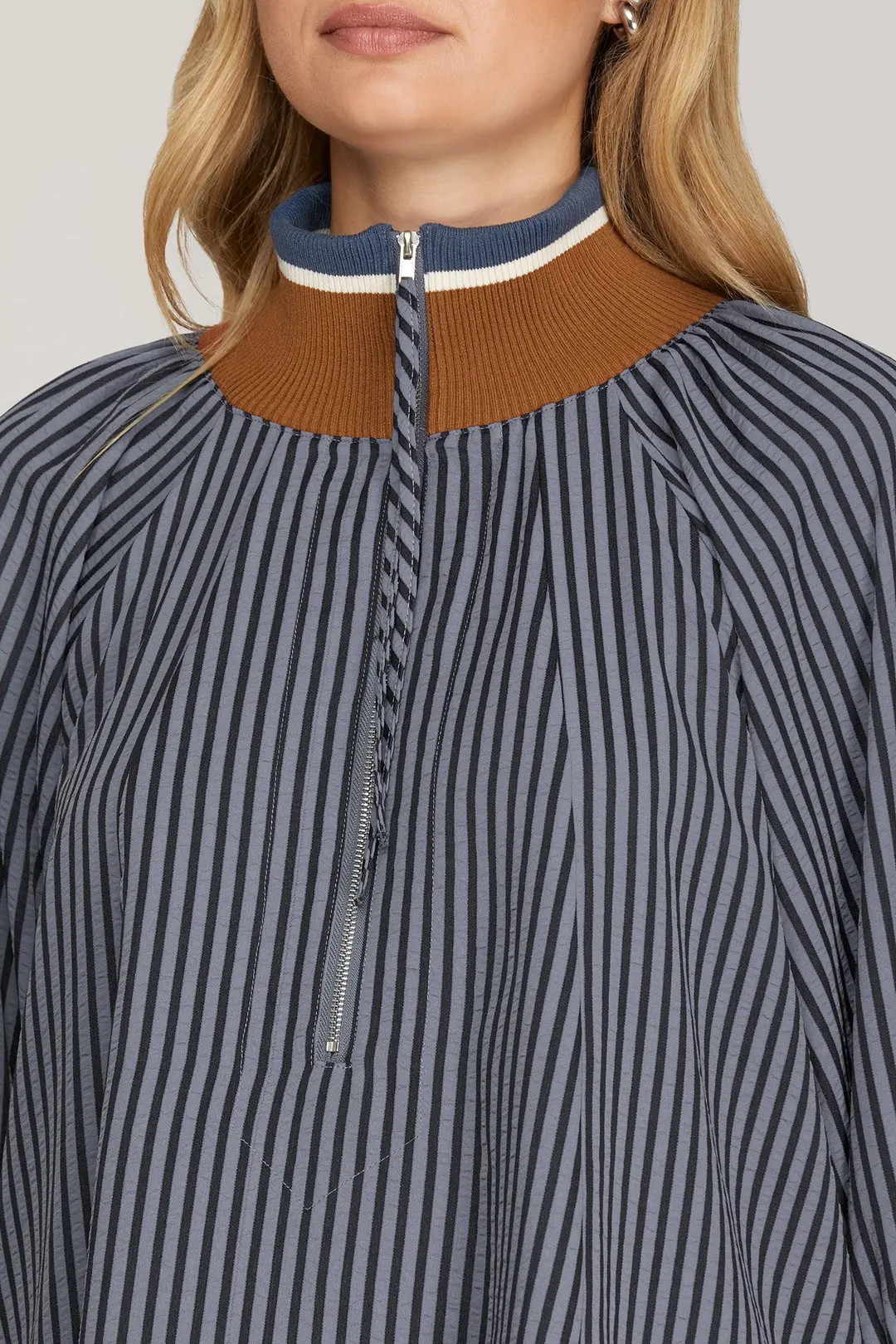Fall Varsity Stripe Dolman Top - Navy