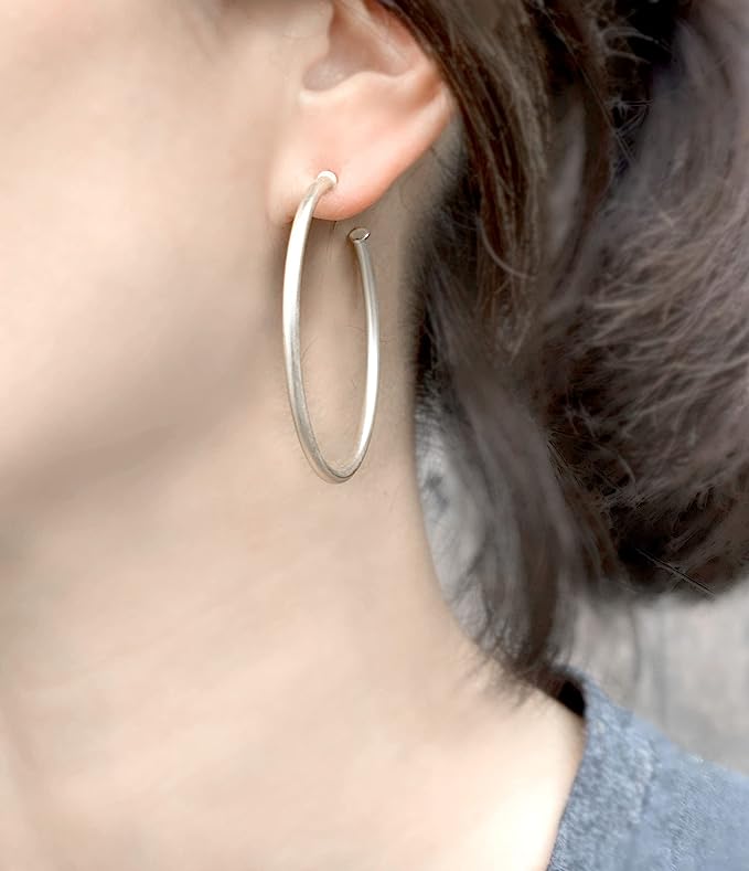 Emma Skinny Hoop Earrings (Silver)