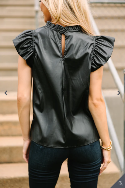 Back In Black Faux Leather Top (Black)