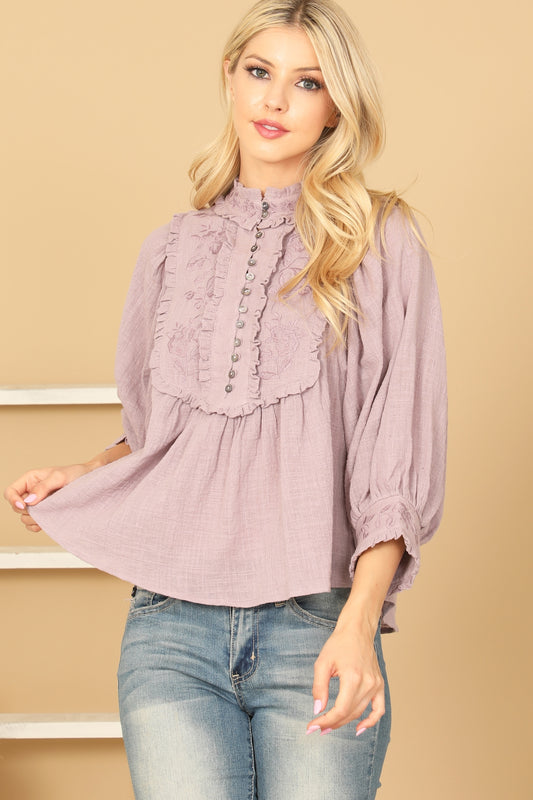 Ivy Jane Embroidered Top (Lilac)