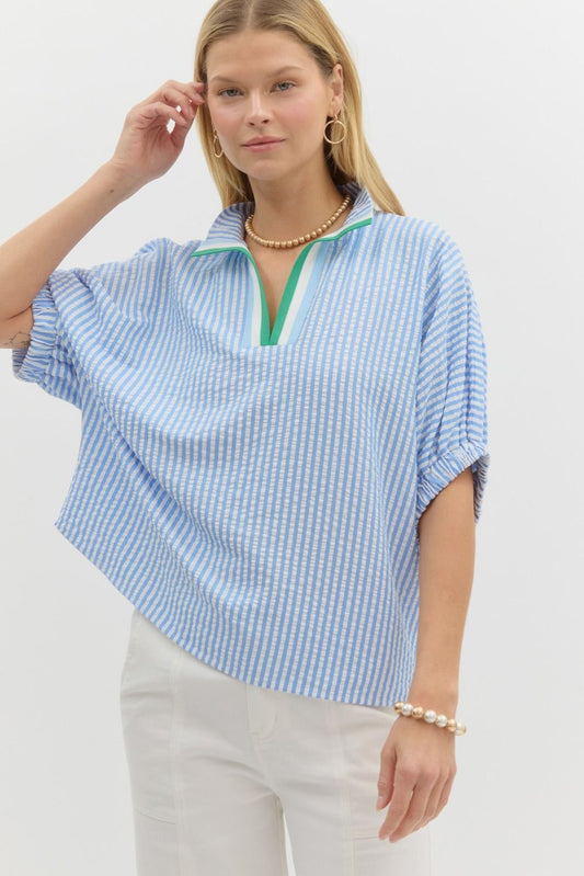 Coastal Breeze Striped Top (Blue)