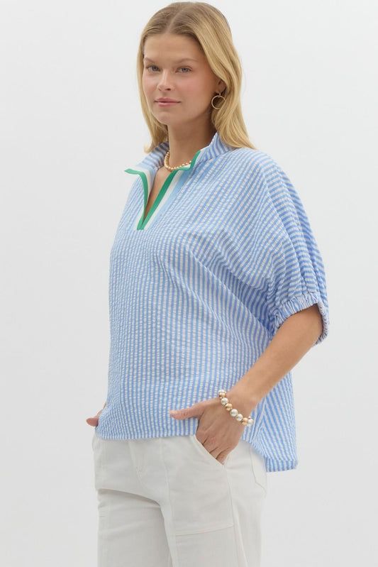 Coastal Breeze Striped Top (Blue)