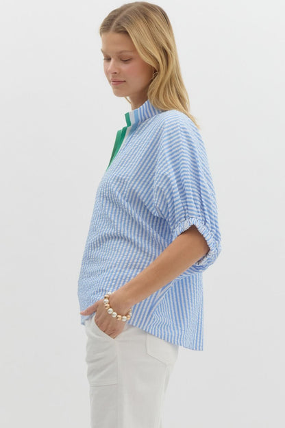 Coastal Breeze Striped Top (Blue)