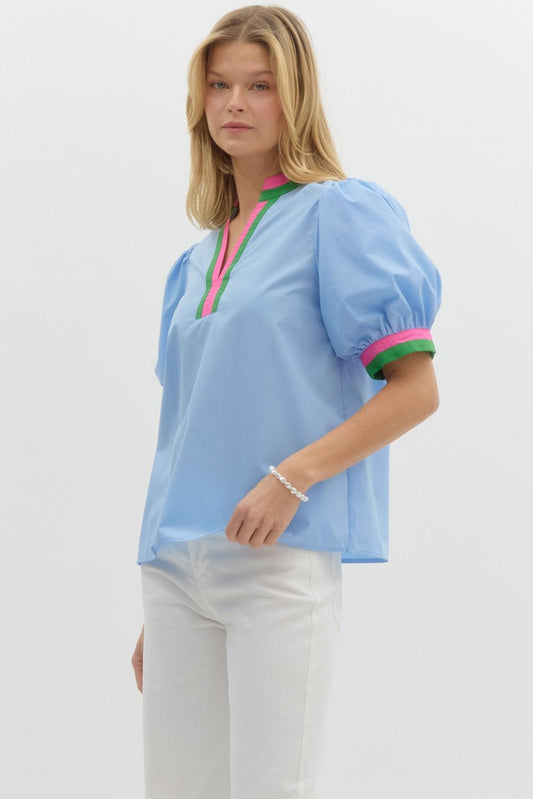 Gracie Belle Banded Top - Blue