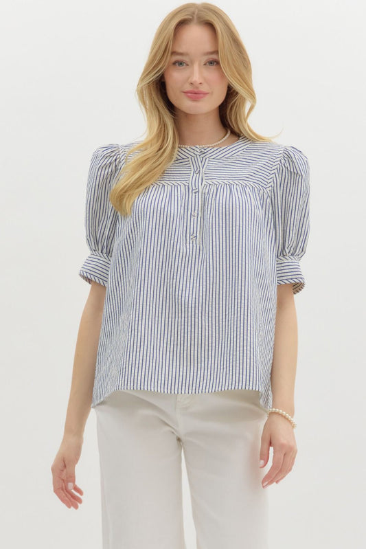 Sweet Southern Nights Striped Top - Navy