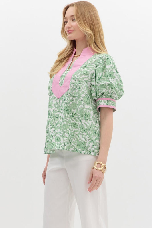 Sonoma Charm Floral Top (Green)