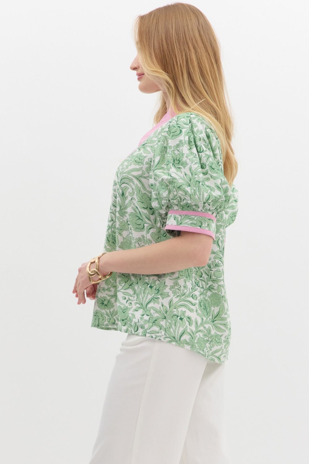 Sonoma Charm Floral Top (Green)