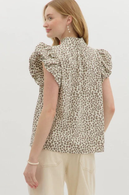 Curvy Cafe On Broadway Leopard Top - Red