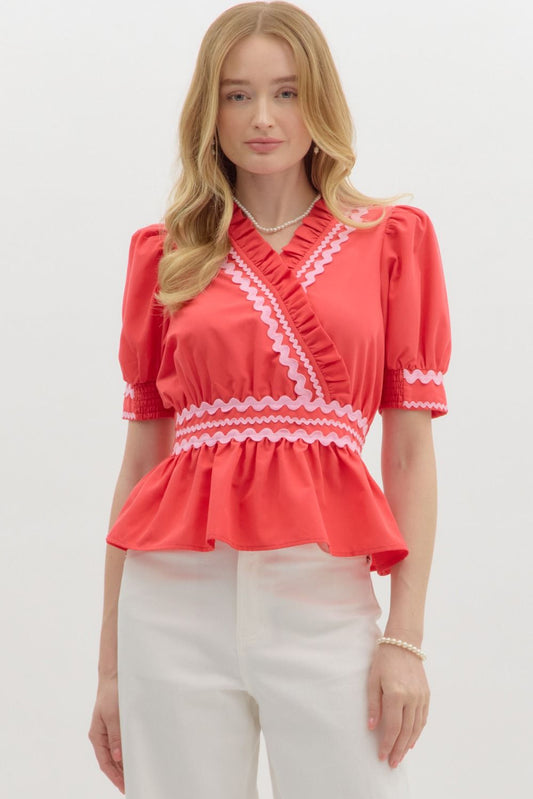 Rizzo Peplum Top (Red)