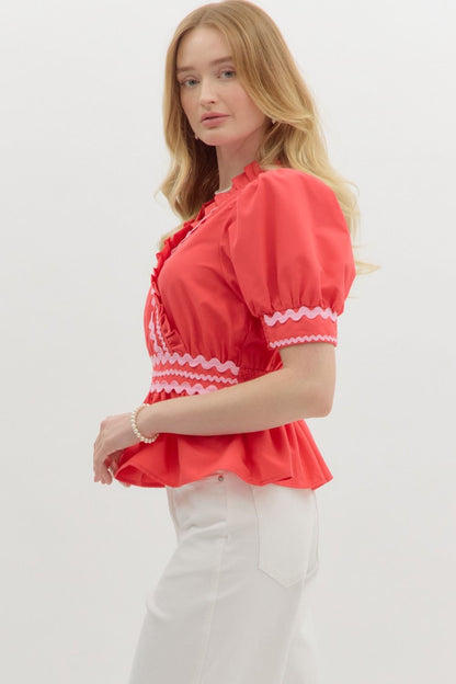 Rizzo Peplum Top (Red)