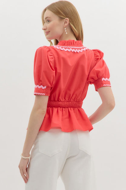 Rizzo Peplum Top (Red)