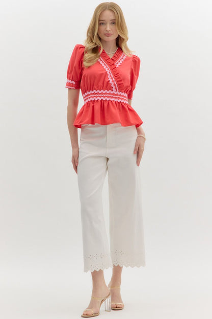 Rizzo Peplum Top (Red)
