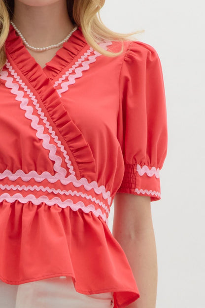 Rizzo Peplum Top (Red)