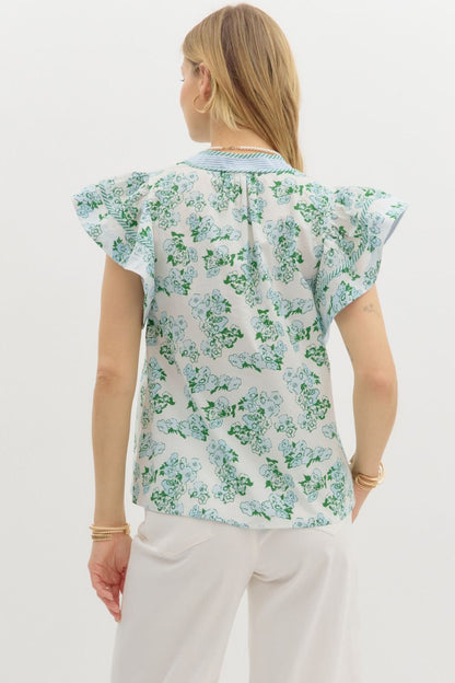 Summer Flair Floral Top - Blue