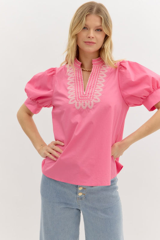 Hamilton Lane Embroidered Top - Pink