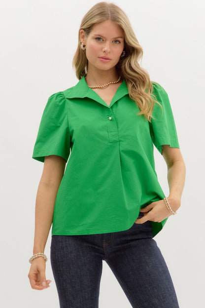 Lucky Days Button Top (Green)