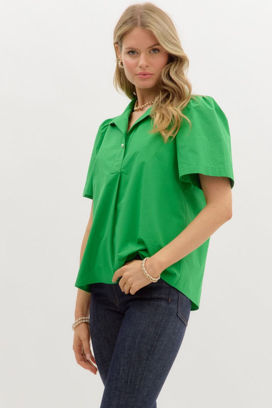Lucky Days Button Top (Green)