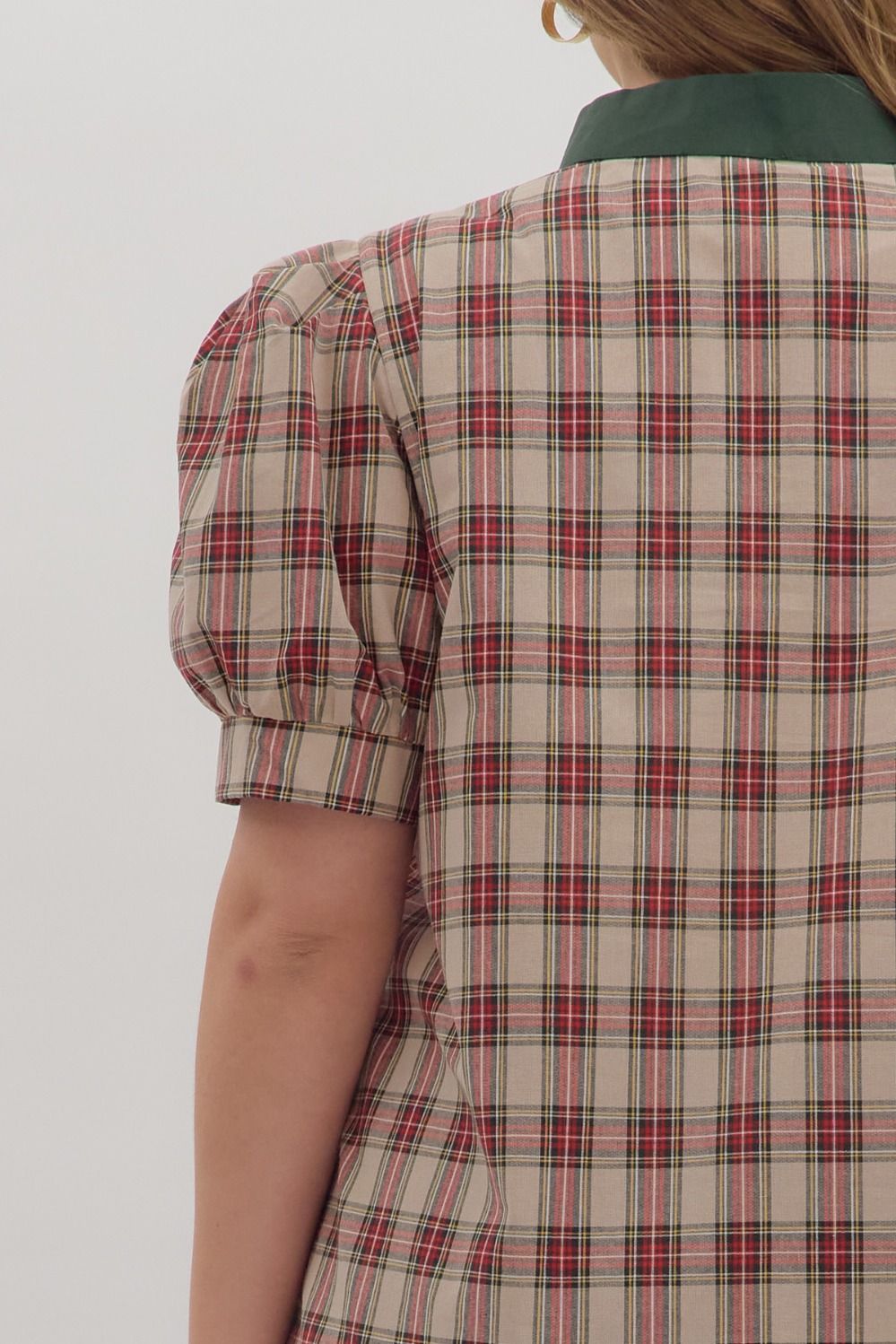 Curvy Pretty In Plaid Caftan Top - Taupe