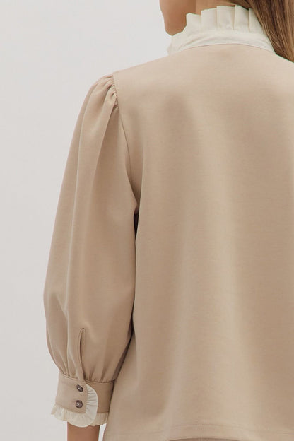 Savannah Standing Collar Top - Taupe