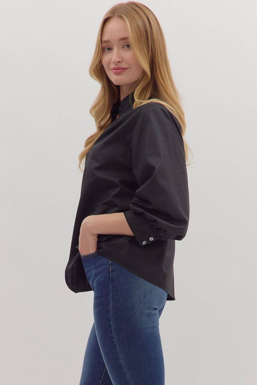 Raising The Bar Split Neck Top - Black