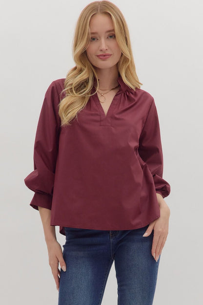 Raising The Bar Split Neck Top - Maroon