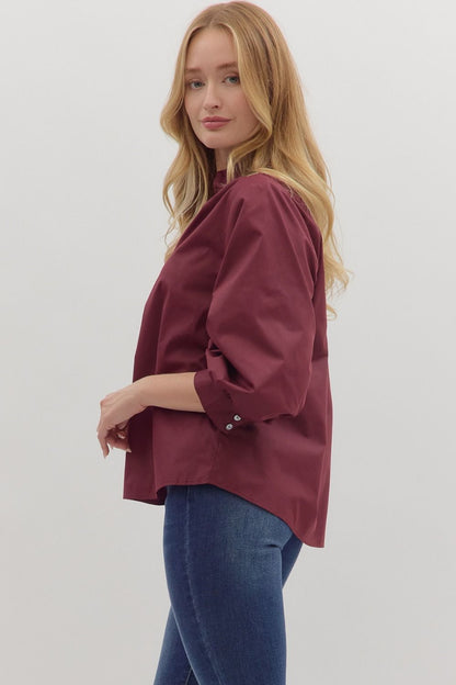Raising The Bar Split Neck Top - Maroon
