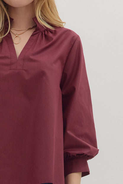 Raising The Bar Split Neck Top - Maroon