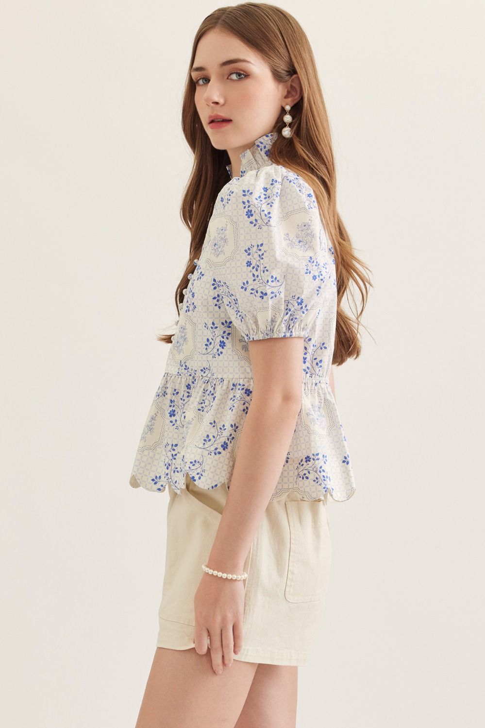 Floral Scalloped Peplum Top - Delta Swanky Girl
