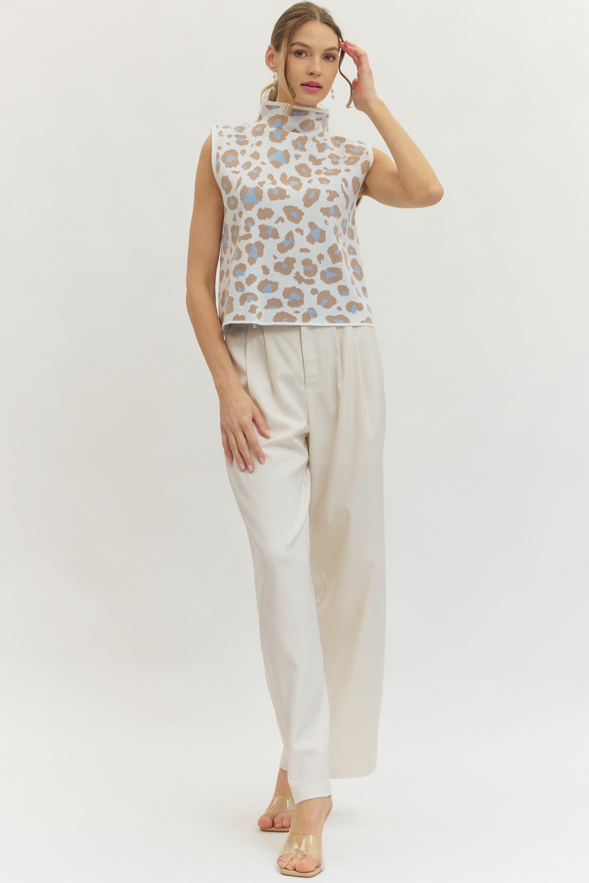 Lucinda Mock Neck Leopard Top - Delta Swanky Girl