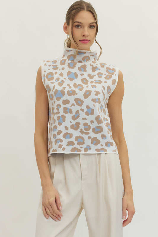 Lucinda Mock Neck Leopard Top - Delta Swanky Girl